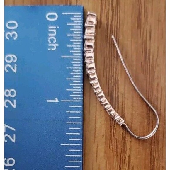 JCM Sterling Silver Earrings Cubic Zirconia French Hook Linear Dangle - Picture 3 of 4